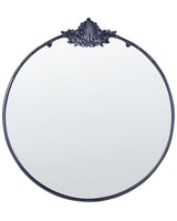 Wall Round  Mirror Black Metal  67 cm Wall Mounted Decorative Mirror Glamour Style Hanging Decor  Beliani