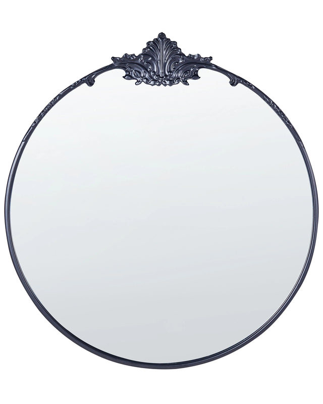 Wall Round  Mirror Black Metal  67 cm Wall Mounted Decorative Mirror Glamour Style Hanging Decor  Beliani