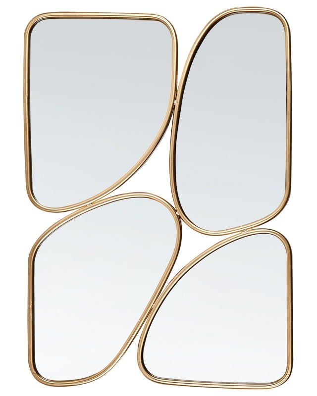 Wall Mirror Gold Metal 70 x 100 cm Wall Mounted Decorative Mirror Glamour Style Hanging Decor  Beliani