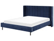 EU Super King Size Bed Frame 6ft Navy Blue Velvet Slatted Base Beliani