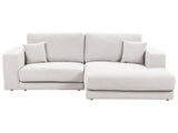 Left Hand 3 Seater Corner Sofa White Fabric Upholstered Track Armrests Additional Cushions Minimalistic Modern Style Beliani