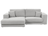 Right Hand 3 Seater Corner Sofa Light Grey Fabric Upholstered Track Armrests Additional Cushions Minimalistic Modern Style Beliani
