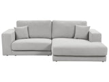 Left Hand 3 Seater Corner Sofa Light Grey Fabric Upholstered Track Armrests Additional Cushions Minimalistic Modern Style Beliani