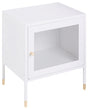 Bedside Table White Steel Powder Coated Mesh Door Nightstand Industrial Design Bedroom Storage Furniture  Beliani