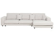 Left Hand 4 Seater Corner Sofa White Fabric Upholstered Track Armrests Additional Cushions Minimalistic Modern Style Beliani