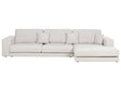 Left Hand 4 Seater Corner Sofa White Fabric Upholstered Track Armrests Additional Cushions Minimalistic Modern Style Beliani