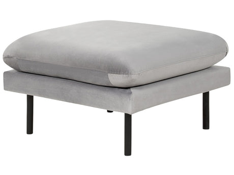 Ottoman Grey Fabric Pillow-Top Square Footstool Metal Legs Glamour Style Beliani