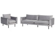 Living Room Set Grey Velvet Fabric Black Legs Corner Sofa 3 Seater Armchair Modern Retro Style Beliani