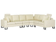 Corner Sofa Light Beige Leather Upholstery Left Hand Orientation with Adjustable Headrests Beliani