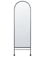 Wall Mirror Black Iron Glass 45 x 145 cm Oval Hanging Decor Modern Minimalist Living Room Bedroom Hallway Beliani