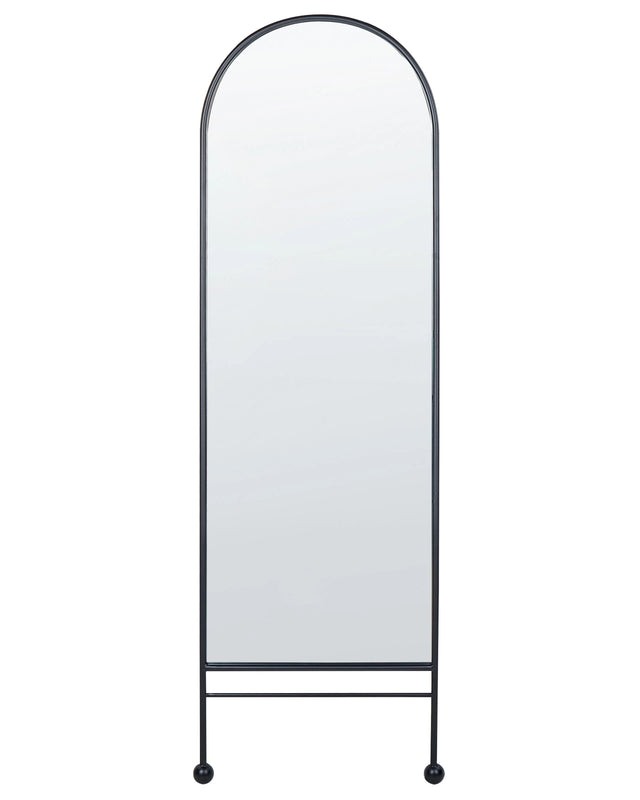 Wall Mirror Black Iron Glass 45 x 145 cm Oval Hanging Decor Modern Minimalist Living Room Bedroom Hallway Beliani