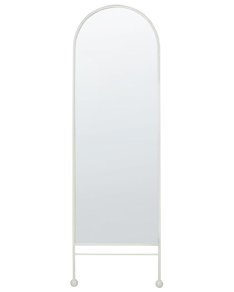 Wall Mirror White Iron Glass 45 x 145 cm Oval Hanging Decor Modern Minimalist Living Room Bedroom Hallway Beliani