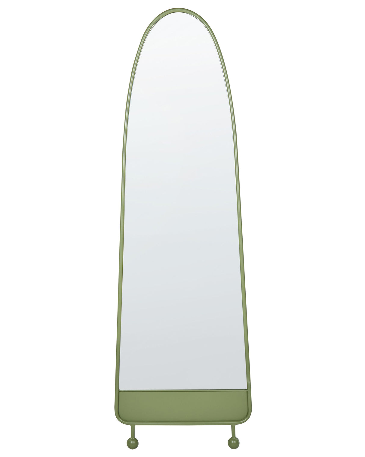 Wall Mirror Green Iron Glass 45 x 146 cm Oval Hanging Decor Modern Minimalist Living Room Bedroom Hallway Beliani