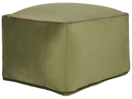 Pouffe Olive Green Velvet EPS Beads Filling Solid Pattern Square Boho Modern Fabric Footstool Beliani