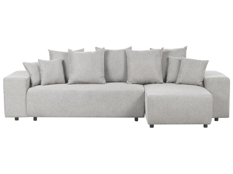 Left Hand Corner Sofa Light Grey 3 Seater Extra Scatter Cushions with Storage Modern Living Room Beliani