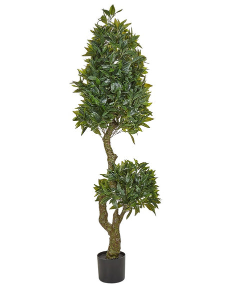 Artificial Potted Laurel Plant Green and Black Plastic 160 cm Decorative Indoor Accessory Beliani