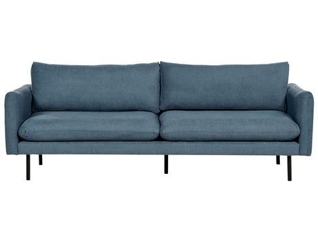 Sofa Blue Chenille Black Legs 3 Seater Cushion Seat Modern Retro Style Beliani