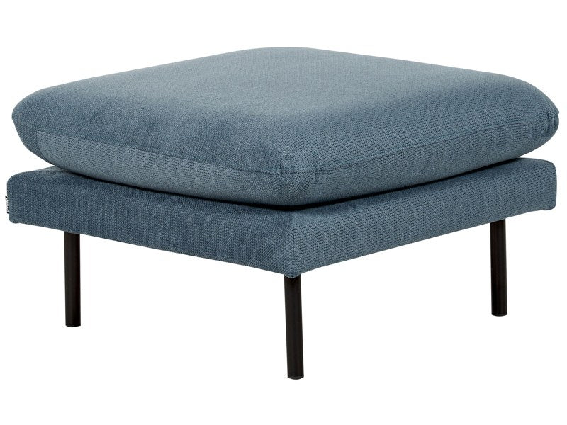 Ottoman Blue Chenille Pillow -Top Square Footstool Metal Legs Glamour Style Beliani