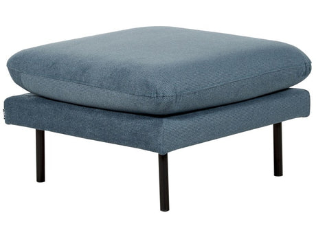 Ottoman Blue Chenille Pillow -Top Square Footstool Metal Legs Glamour Style Beliani