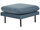 Ottoman Blue Chenille Pillow -Top Square Footstool Metal Legs Glamour Style Beliani