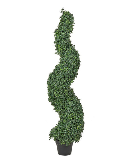 Artificial Potted Spiral Tree Green Plastic Leaves Material Metal Construction 120 cm Decorative Indoor Outdoor Garden Accessory Beliani