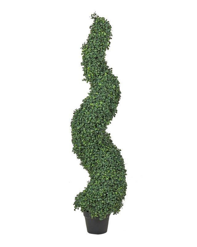 Artificial Potted Spiral Tree Green Plastic Leaves Material Metal Construction 120 cm Decorative Indoor Outdoor Garden Accessory Beliani