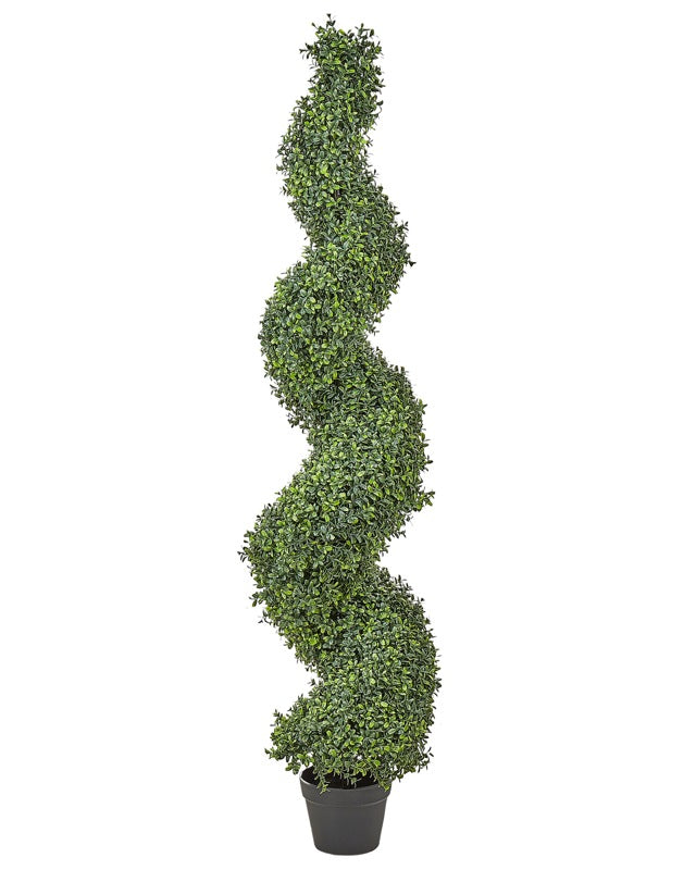 Artificial Potted Spiral Tree Green Plastic Leaves Material Metal Construction 158 cm Decorative Indoor Outdoor Garden Accessory Beliani