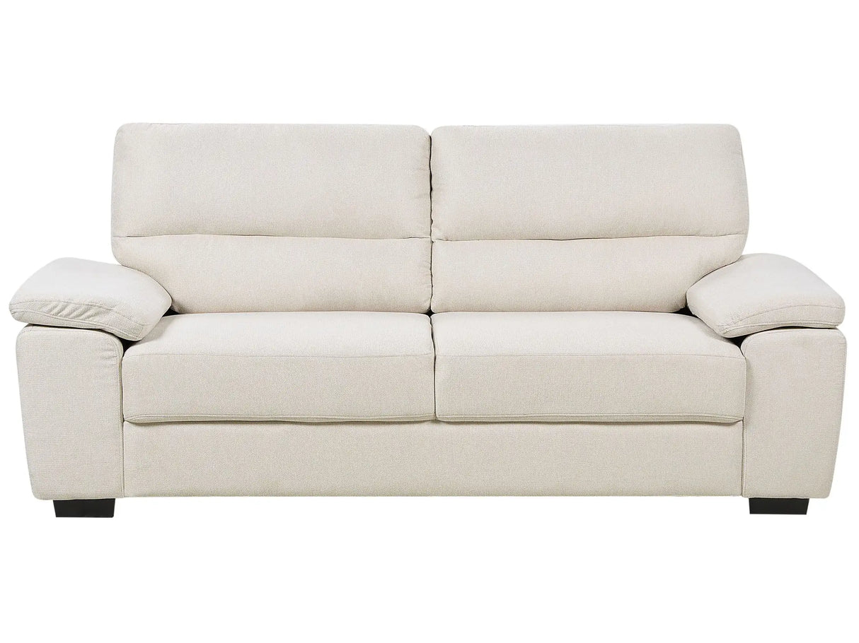 Fabric Sofa Light Beige 3 Seater Upholstered Couch Living Room Beliani