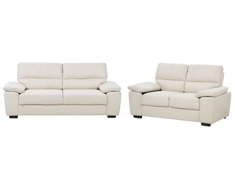 Fabric Sofa Set Light Beige 3 + 2 Seater Upholstered Living Room Set Beliani