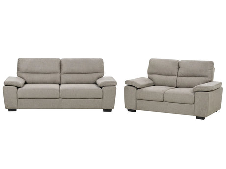 Fabric Sofa Set Light Brown 3 + 2 Seater Upholstered Living Room Set Beliani