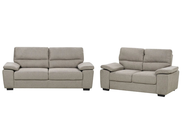 Fabric Sofa Set Light Brown 3 + 2 Seater Upholstered Living Room Set Beliani