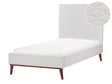 EU Single Bed Off-White  Velvet Fabric 3ft Upholstered Frame Headboard Honeycomb Quilted Modern Design Beliani