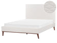 EU Double Bed Off-White Velvet Fabric 4ft6 Upholstered Frame Headboard Honeycomb Quilted Modern Design Beliani