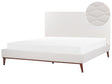 EU Super King Size Off-White Velvet Fabric 6ft Upholstered Frame Headboard Honeycomb Quilted Modern Design Beliani