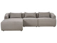 Right Hand 3 Seater Corner Sofa Taupe Fabric Upholstered Track Armrests Additional Cushions Minimalistic Modern Style Beliani