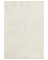 Area Rug Beige Wool 160 x 230 cm Abstract Pattern Motif Carved Living Room Bedroom Modern Minimalist Design Beliani