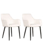 Set of 2 Dining Chairs Off-White Velvet Armrests Black Metal Legs Retro Glam Beliani