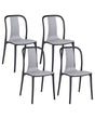 Set of 4 Garden Chairs Grey and Black Synthetic Material Stacking Armless Outdoor Patio Beliani