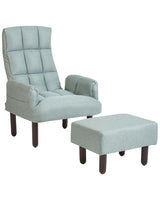 Recliner Chair Mint Grey Linen 65L x 65W x 92H cm Ottoman Padded Wooden Legs Beliani