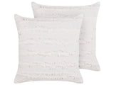 Set of 2 Decorative Cushions White Cotton Solid Pattern 45 x 45 cm Removable Cover Modern Dcor Accessories Bedroom Living Room Beliani
