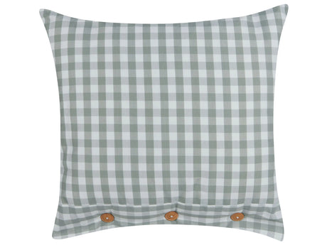 Decorative Cushion Green and White Chequered Pattern 45 x 45 cm Buttons Modern Dcor Accessories Bedroom Living Room Beliani