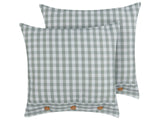 Set of 2 Decorative Cushions Green and White Chequered Pattern 45 x 45 cm Buttons Modern Dcor Accessories Bedroom Living Room Beliani