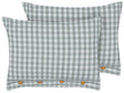 Set of 2 Decorative Cushions Green and White Chequered Pattern 40 x 60 cm Buttons Modern Dcor Accessories Bedroom Living Room Beliani