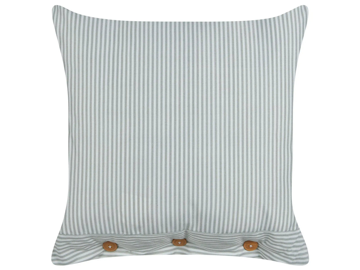 Decorative Cushion Green and White Striped Pattern 45 x 45 cm Buttons Modern Dcor Accessories Bedroom Living Room Beliani