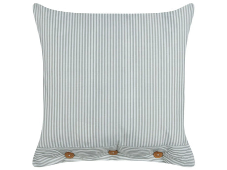 Decorative Cushion Green and White Striped Pattern 45 x 45 cm Buttons Modern Dcor Accessories Bedroom Living Room Beliani