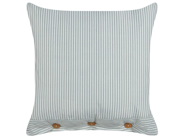 Decorative Cushion Green and White Striped Pattern 45 x 45 cm Buttons Modern Dcor Accessories Bedroom Living Room Beliani
