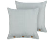 Set of 2 Decorative Cushions Green and White Striped Pattern 45 x 45 cm Buttons Modern Dcor Accessories Bedroom Living Room Beliani