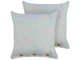 Set of 2 Decorative Cushions Green and White Striped Pattern 45 x 45 cm Buttons Modern Dcor Accessories Bedroom Living Room Beliani
