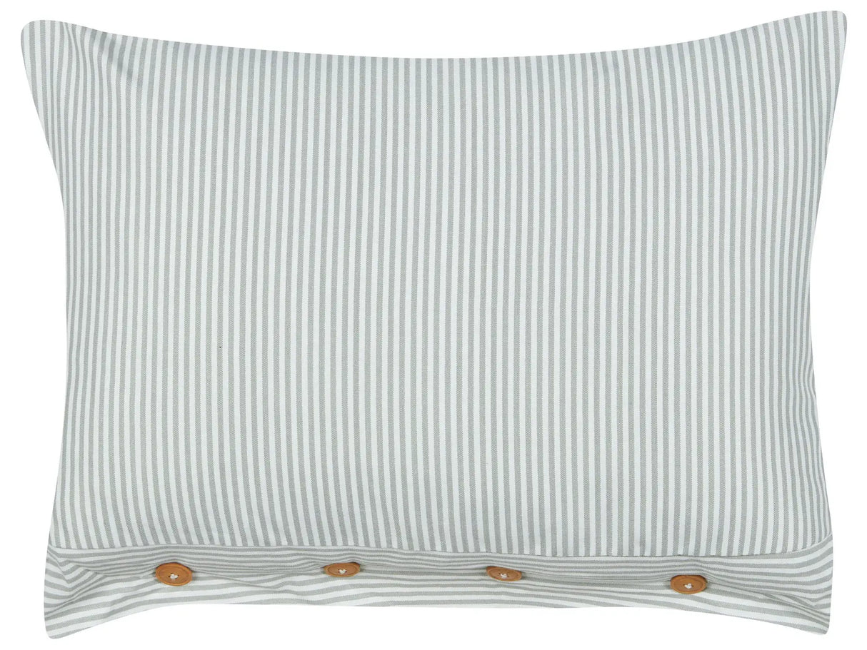 Decorative Cushion Green and White Striped Pattern 40 x 60 cm Buttons Modern Dcor Accessories Bedroom Living Room Beliani