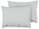 Set of 2 Decorative Cushions Green and White Striped Pattern 40 x 60 cm Buttons Modern Dcor Accessories Bedroom Living Room Beliani